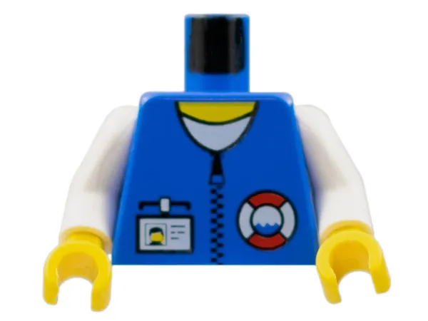Torso Rescue Coast Guard Logo, Name Tag, White Collar, Zipper Pattern / White Arms / Yellow Hands