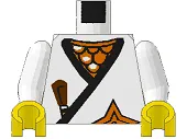 Torso Castle Ninja Wrap, Brown Dagger, Gold Star, Gold Scale Mail Pattern / White Arms / Yellow Hands