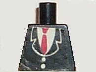 Torso Suit Jacket Closed with Buttons over White Shirt, Red Tie Pattern (Sticker)