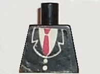 Torso Suit Jacket Closed with Buttons over White Shirt, Red Tie Pattern (Sticker)