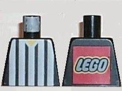 Torso Soccer Referee Vertical White Stripes and LEGO Logo Back Pattern