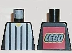 Torso Soccer Referee Vertical White Stripes and LEGO Logo Back Pattern