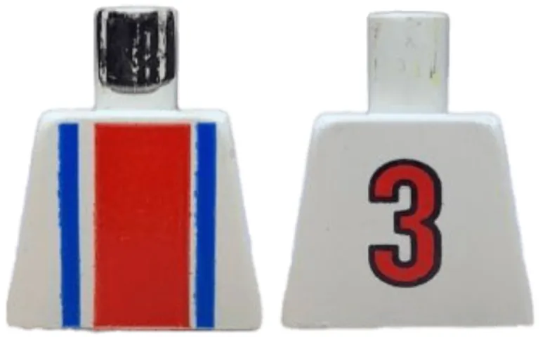Torso Soccer Vertical Red and Blue Stripes and Number 3 on Back Pattern