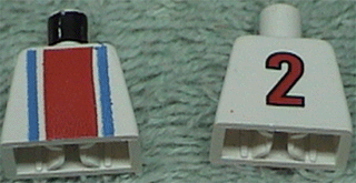 Torso Soccer Vertical Red and Blue Stripes and Number 2 on Back Pattern