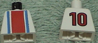 Torso Soccer Vertical Red and Blue Stripes and Number 10 on Back Pattern