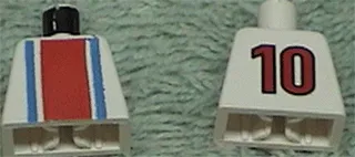 Torso Soccer Vertical Red and Blue Stripes and Number 10 on Back Pattern