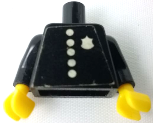 Torso Police with Badge and 5 Buttons Pattern (Sticker) / Black Arms / Yellow Hands