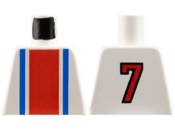 Torso Soccer Vertical Red and Blue Stripes and Number 7 on Back Pattern
