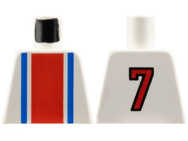 Torso Soccer Vertical Red and Blue Stripes and Number 7 on Back Pattern