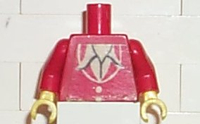 Torso Town Vest with 2 Buttons, White Shirt Collar Pattern (Sticker) / Red Arms / Yellow Hands