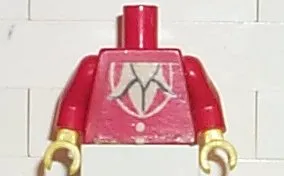 Torso Town Vest with 2 Buttons, White Shirt Collar Pattern (Sticker) / Red Arms / Yellow Hands