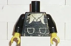 Torso Town Vest with Pockets, White Shirt Collar Pattern (Sticker) / Black Arms / Yellow Hands