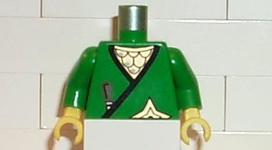 Torso Castle Ninja Wrap, Brown Dagger, Gold Star, Gold Scale Mail Pattern / Green Arms / Yellow Hands