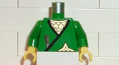 Torso Castle Ninja Wrap, Brown Dagger, Gold Star, Gold Scale Mail Pattern / Green Arms / Yellow Hands