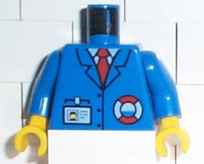 Torso Rescue Coast Guard Logo, Name Tag, Blue Collar, Red Tie Pattern / Blue Arms / Yellow Hands