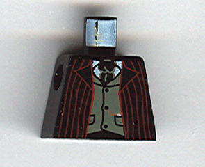 Torso Harry Potter Dark Red Stripe Suit Front, Gray Vest and Tie, Gold Fob Pattern