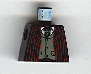Torso Harry Potter Dark Red Stripe Suit Front, Gray Vest and Tie, Gold Fob Pattern