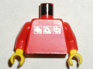 Torso Gravity Games with 3 White & Silver Logos Pattern / Red Arms / Yellow Hands