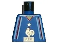 Torso Soccer Uniform Shirt with Red and White Stripes, Gold Star and Rooster Logo with 'F.F.F.', Yellow Neck Pattern