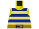 Torso Pirate Tank Top with Blue and White Horizontal Stripes, Dark Orange Belt with Black Buckle Pattern