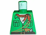 Torso Safari Vest with Buttons and Pockets over White Shirt, Black Belt with Buckle, Red Neckerchief Scarf, Brown Pistol and Thin Ropes Pattern