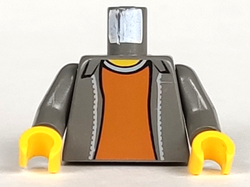 Torso Jacket Open over Dark Orange Shirt with Light Gray Collar, Yellow Neck Pattern / Dark Gray Arms / Yellow Hands