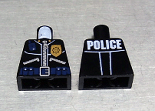 Torso Police Jacket with Gold Badge, Radio, and Police Pattern on Back