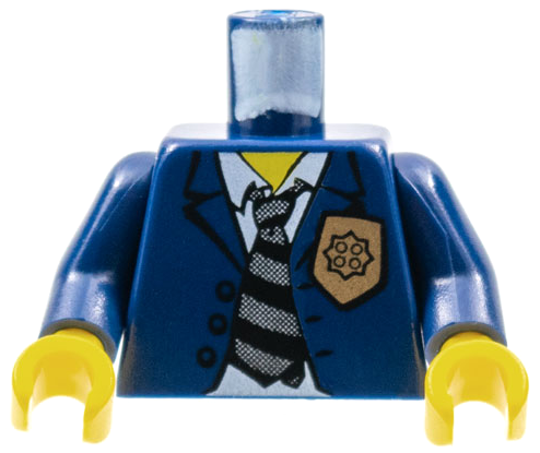 Torso Police Suit with Gold Badge and Striped Tie Pattern / Dark Blue Arms / Yellow Hands