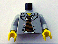 Torso Spider-Man Suit with Checkered Shirt and Striped Tie Pattern / Light Gray Arms / Yellow Hands