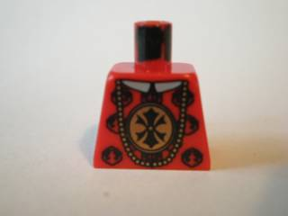 Torso Adventurers Orient Chinese Emperor Ornamental Robe with Gold Medallion and White Collar, Long Necklace with Beads Pattern