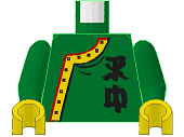 Torso Adventurers Orient Side-Buttoned Shirt with Chinese Characters Pattern / Green Arms / Yellow Hands