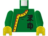 Torso Adventurers Orient Side-Buttoned Shirt with Chinese Characters Pattern / Green Arms / Yellow Hands