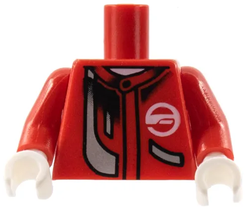 Torso Racers Jacket with White Logo and Silver Stripe Pattern / Red Arms / White Hands