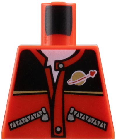 Torso Jacket with Zippers, Black Top, Classic Space Logo, White Undershirt Pattern