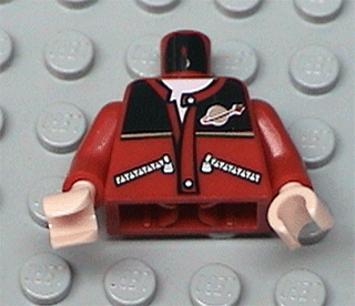 Torso Jacket with Zippers, Black Top, Classic Space Logo, White Undershirt Pattern / Red Arms / Light Nougat Hands