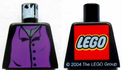 Torso Harry Potter Professor Snape 4 Black Buttons Pattern - LEGO Logo on Back