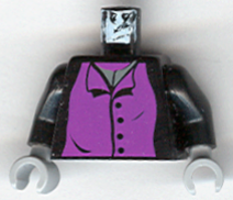 Torso Harry Potter Professor Snape 4 Black Buttons Pattern / Black Arms / Light Bluish Gray Hands