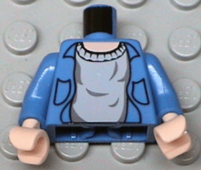 Torso Shirt Open with Collar and Pockets over Light Bluish Gray Sweater, Light Nougat Neck Pattern / Blue Arms / Light Nougat Hands