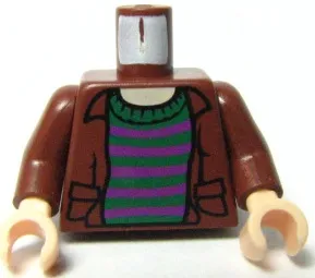 Torso Harry Potter Open Shirt and Striped Sweater Pattern / Reddish Brown Arms / Light Nougat Hands