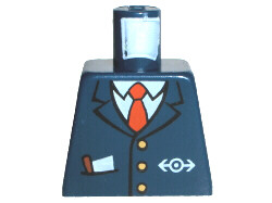 Torso Train with Logo, Three Gold Buttons, Red Tie, Pencil & Paper in Pocket Pattern