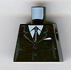 Torso Suit with 2 Buttons, Gray Sides, Gray Centerline and Tie Pattern