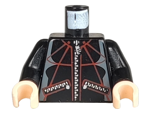 Torso Spider-Man Jacket with Zippered Pockets and Red Web-Like Pattern / Black Arms / Light Nougat Hands