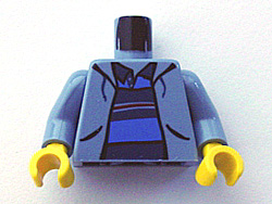 Torso Spider-Man Sweatshirt Jacket over Polo Shirt with Horizontal Stripes Pattern / Sand Blue Arms / Yellow Hands