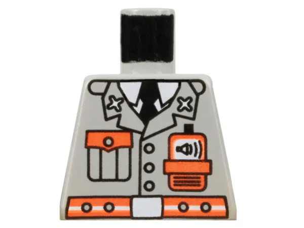 Torso Fire Jacket with Pocket, Black Tie, Neon Red Radio and Belt, White Undershirt and Buckle Pattern