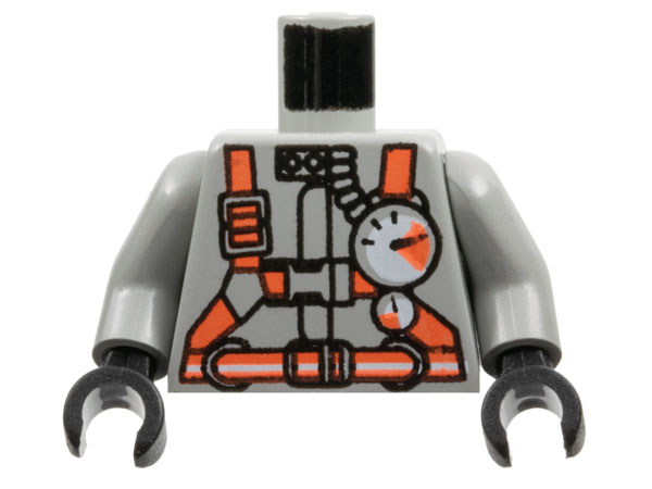 Torso Fire Shirt with Gauge, Neon Red Belt and Straps Pattern / Light Gray Arms / Black Hands