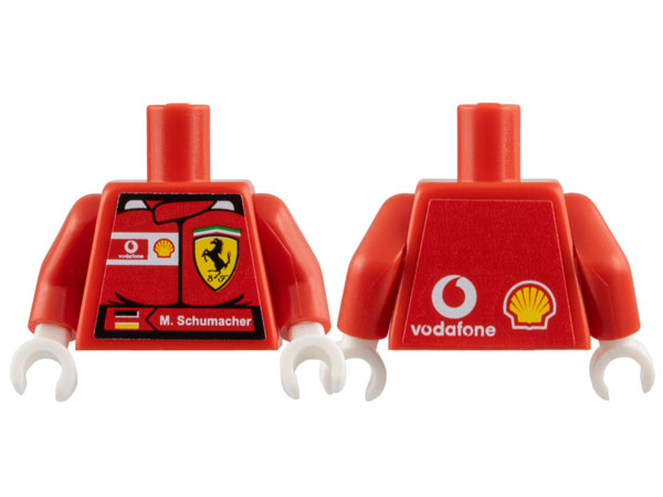 Torso Racers Ferrari Front, Vodafone Back (Stickers) with M. Schumacher Name Pattern / Red Arms / White Hands