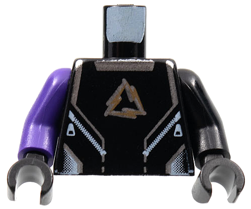 Torso Alpha Team Arctic Logo, Black Shirt and Silver Lines Pattern / Black Arm Left / Dark Purple Arm Right / Black Hands
