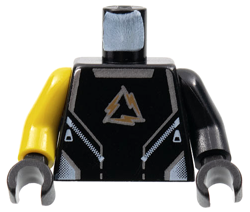 Torso Alpha Team Arctic Logo, Black Shirt and Silver Lines Pattern / Black Arm Left / Yellow Arm Right / Black Hands