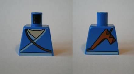 Torso Avatar White Robe Trim and Belt, Brown Strap with Boomerang on Back Pattern