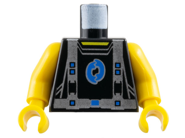Torso Alpha Team Arctic with Blue Logo and Silver Straps Pattern / Yellow Arms / Yellow Hands